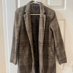 Love Tree Brown Plaid Trench Coat